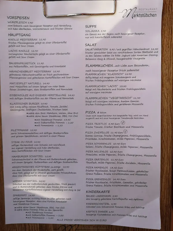 Menu_Restaurant Marktstübchen_Wittstock/Dosse_image_1