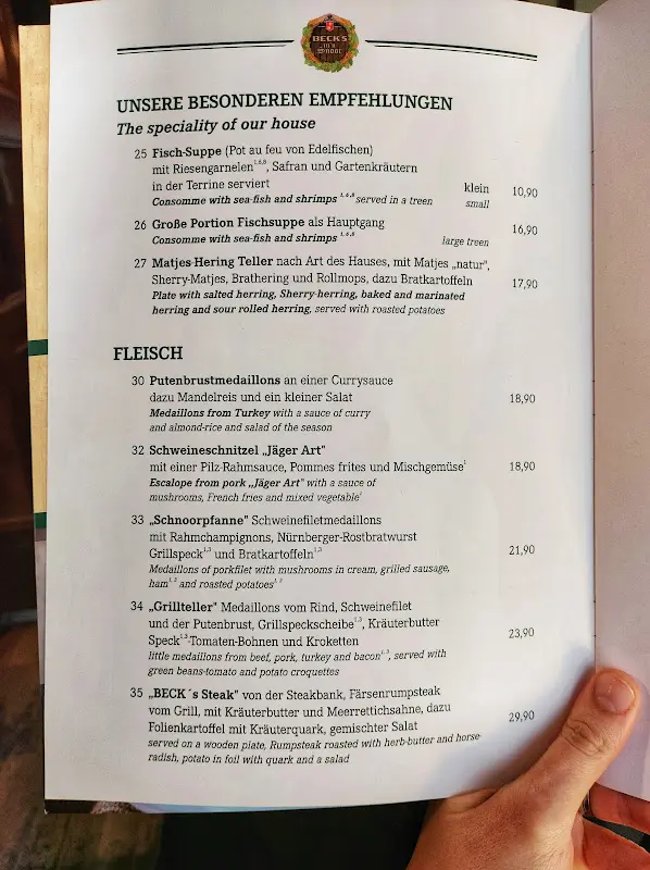 Menu_Beck's in'n Snoor_Bremen_immagine_3