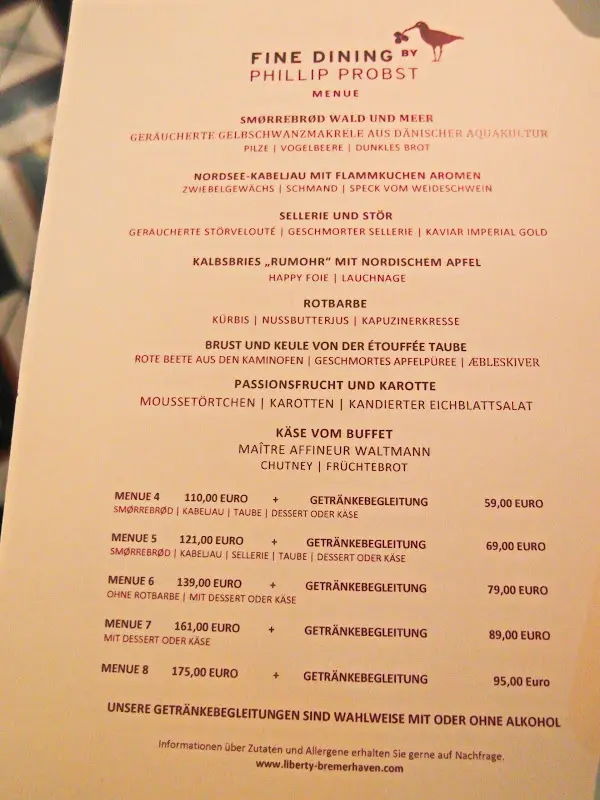 Menu_Fine Dining by Phillip Probst - Restaurant im THE LIBERTY_Bremerhaven_image_1