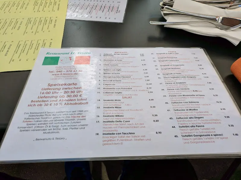 Menu_Restaurant Il Tesoro_Hamburg_immagine_1