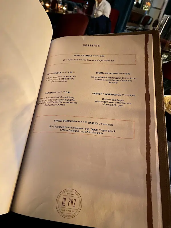 Menü_La Paz Tapas Restaurant & Weinbar_Hamburg_Bild_2