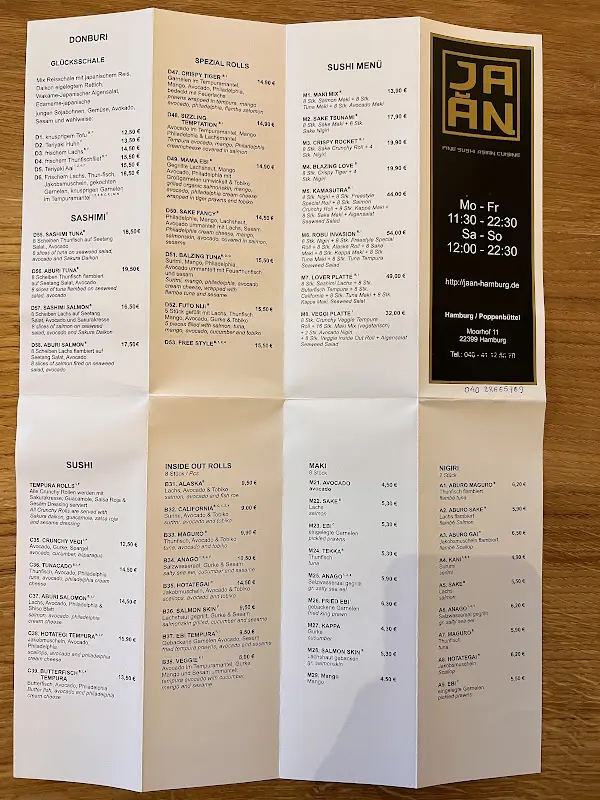 Menu_JA AN Restaurant - Poppenbüttel_Hamburg_image_1
