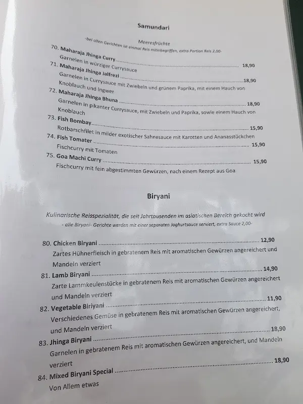 Menü_Maharaja Indisches Spezialitäten-Restaurant_Weinstraße_Bild_2