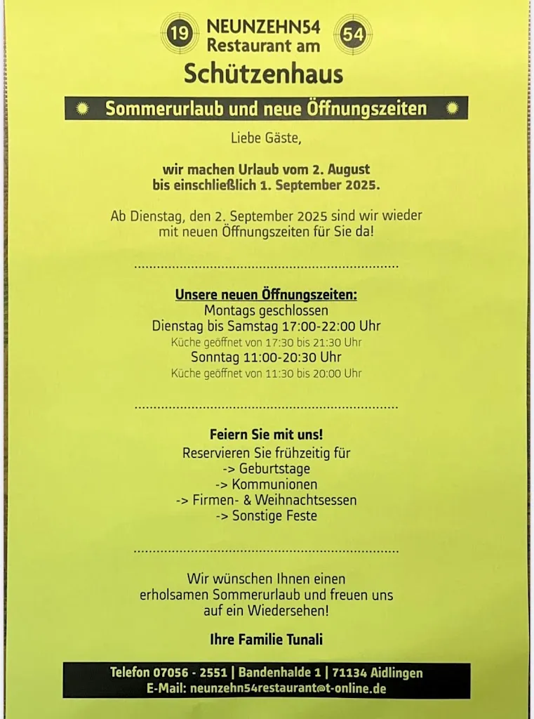 Menu_Neunzehn54 Restaurant Schützenhaus Dachtel, Restaurant_Aidlingen_image_1