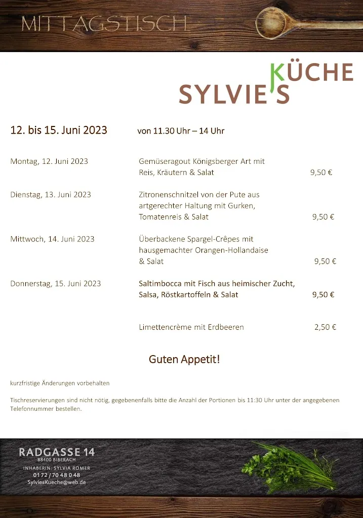 Restaurant Sylvie's Küche restaurant in Riß