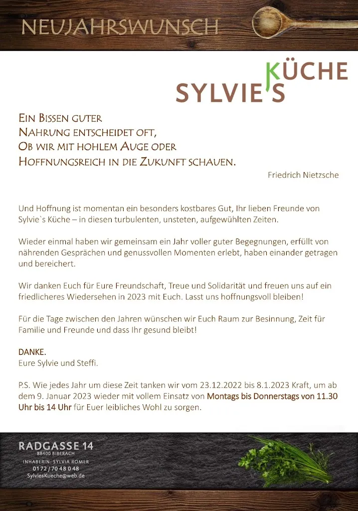 Menu_Restaurant Sylvie's Küche_Riß_image_2