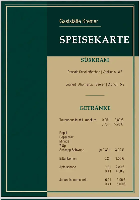 Menu_Gaststätte Kremer_Camberg_immagine_1
