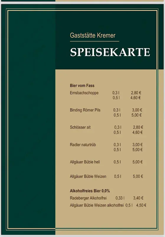 Menu_Gaststätte Kremer_Camberg_immagine_2