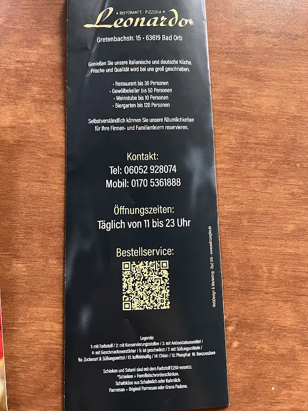 Menü_Ristorante Pizzeria Leonardo - Bad Orb_Orb_Bild_1