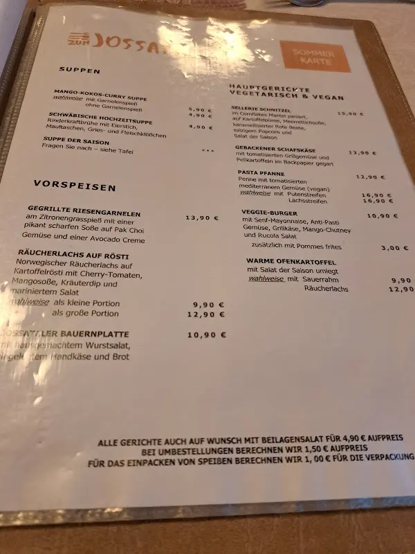 Menu_Gasthaus Pension 