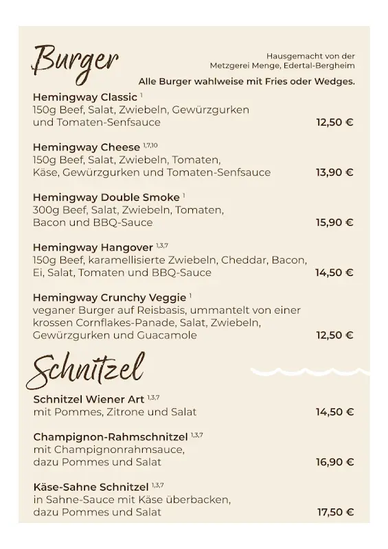 Menu_Hemingway Restaurant & Cocktailbar_Wildungen_image_1