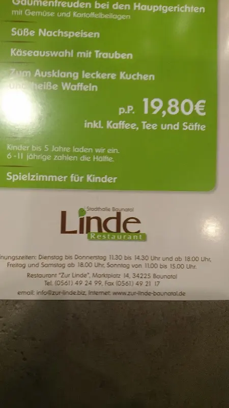 Menu_LINDE Stadthallen-Restaurant Baunatal GmbH_Baunatal_immagine_1