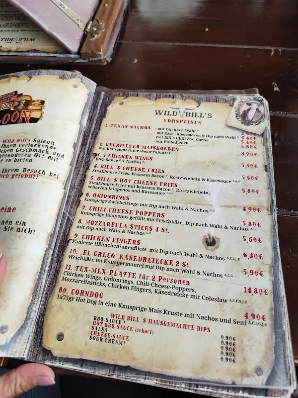 Menu_Wild Bill‘s Saloon Erbach _Erbach_immagine_3