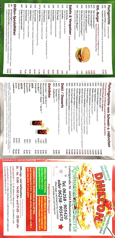 Menü_Restaurant Pizzeria Dhillon_Rhein_Bild_1