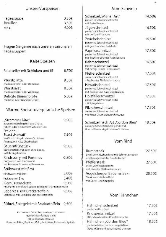 Menu_Gaststätte und Pension 