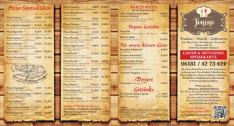 Menu_Trattoria Pizzeria Lieferservice Tonino - Bruchköbel_Bruchköbel_immagine_1