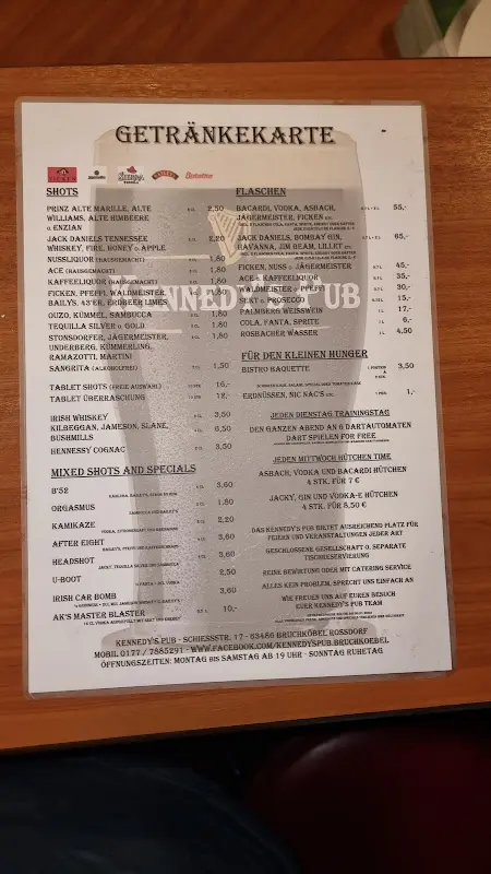 Menü_Kennedy's Pub_Bruchköbel_Bild_2