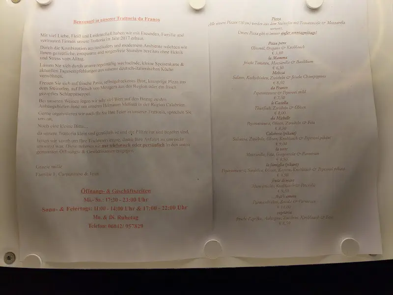 Menu_Trattoria Da Franco_Büdingen_immagine_2