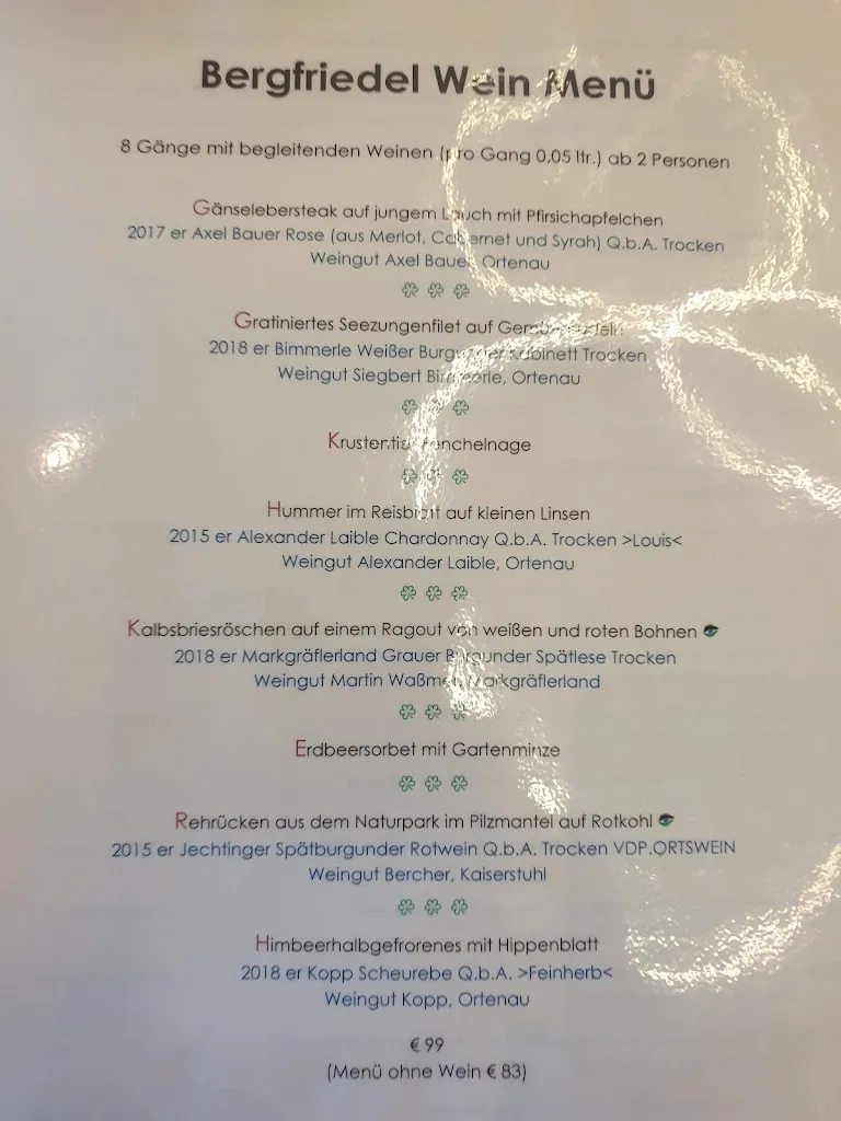 Menu_Hotel und Restaurant Bergfriedel_Bühlertal_immagine_1
