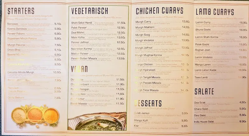 Menu_India House_Eschwege_image_1