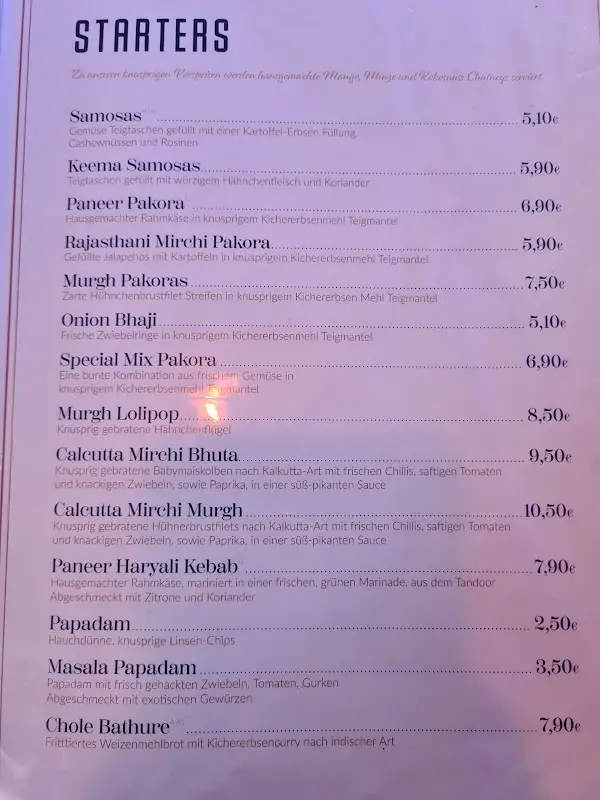 Menu_India House_Eschwege_image_2