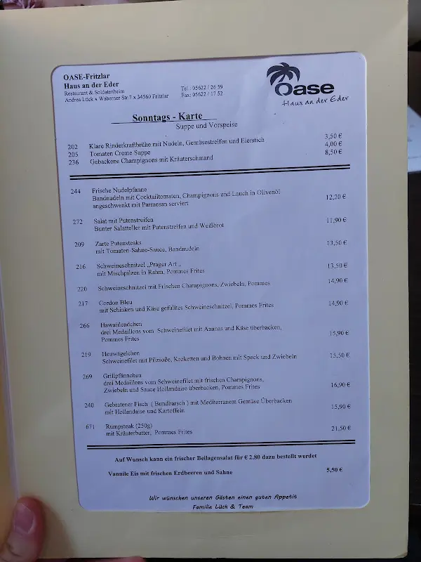 Menu_Oase - Gaststätte Haus an der Eder_Fritzlar_image_1