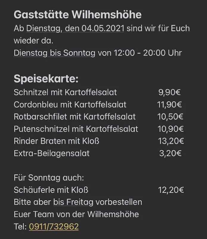 Menu_Wilhelmshöhe Restaurant GmbH_Fürth_immagine_1