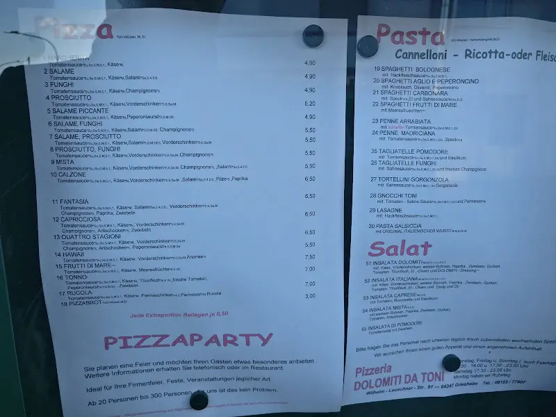 Menu_Pizzeria Dolomiti 'Da Toni'_Griesheim_image_1
