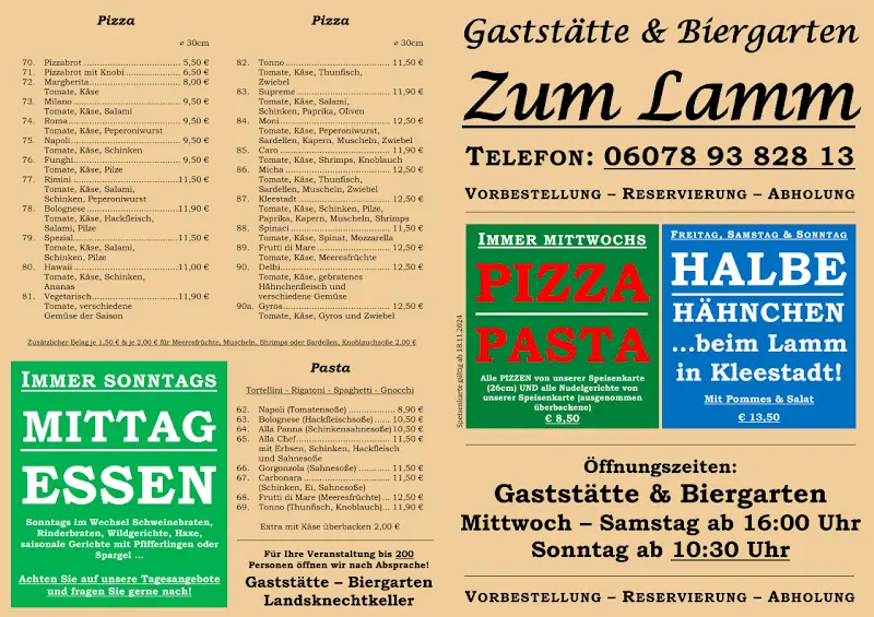 Menu_Gaststätte & Biergarten zum Lamm | Groß-Umstadt OT Kleestadt | Deutsche, Indische & Italienische Küche | Landsknechtkeller_Groß-Umstadt_image_1