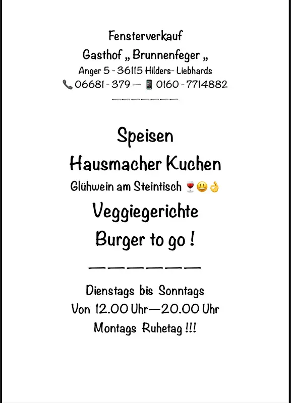 Menu_Gasthof Zum Brunnenfeger_Hilders_immagine_2