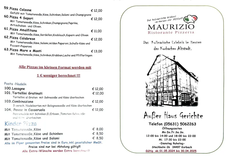 Menu_Ristorante Pizzeria bei Maurizio_Korbach_image_1