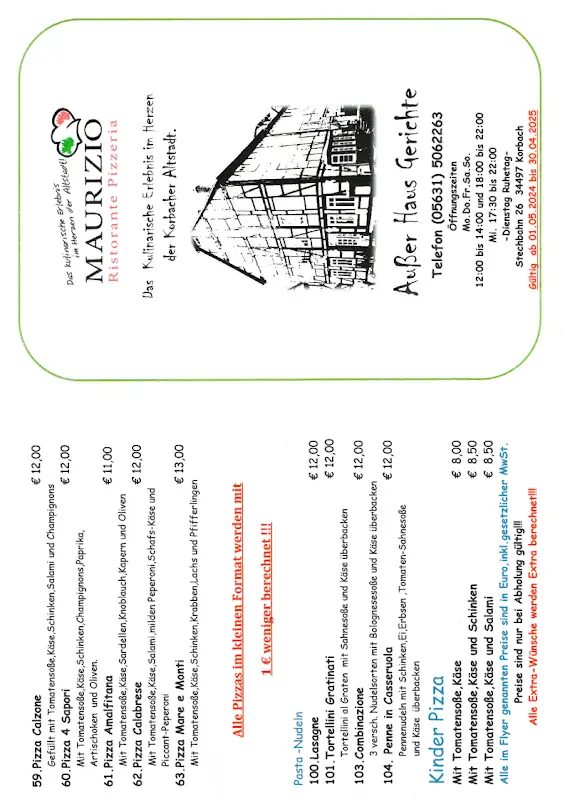 Menu_Ristorante Pizzeria bei Maurizio_Korbach_image_3