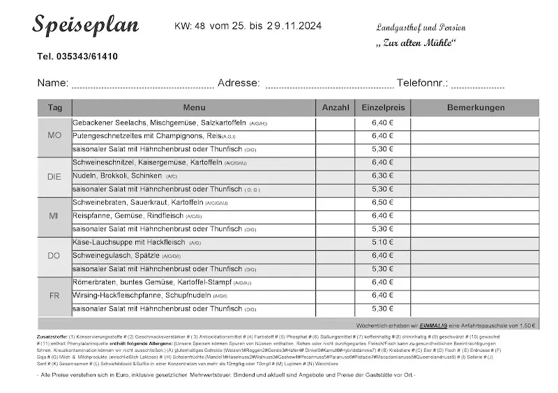 Menu_Landgasthof & Pension 