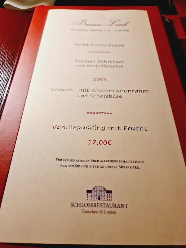 Menu_Schlossrestaurant Oranienburg - Lieschen & Louise_Oranienburg_image_4