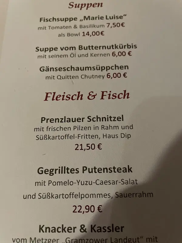 Menu_Restaurant Marie Luise im Hotel Uckermark_Prenzlau_image_1