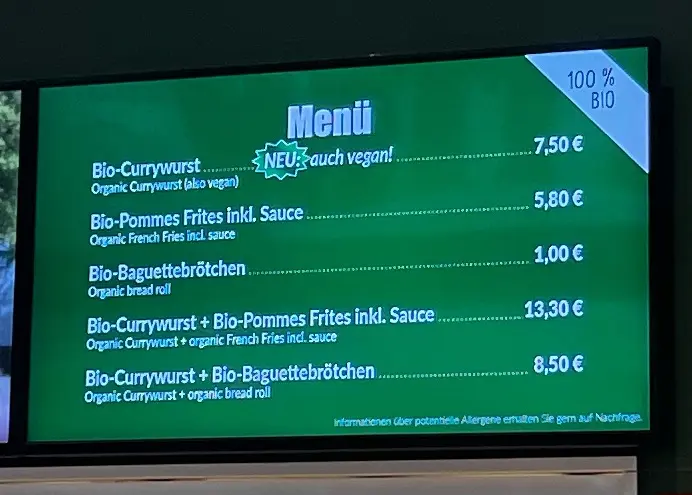 Menu_Witty's Bio-Currywurst - Flughafen BER_Schönefeld_image_1