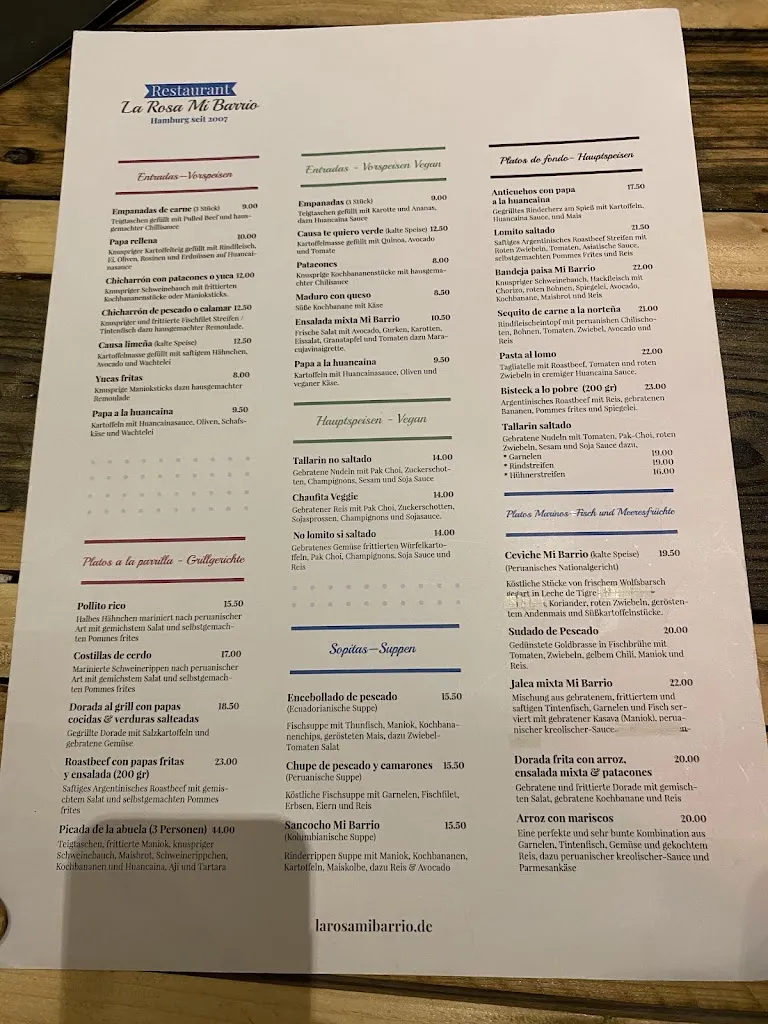 Menü_Restaurante La Rosa Mi Barrio_Hamburg_Bild_2