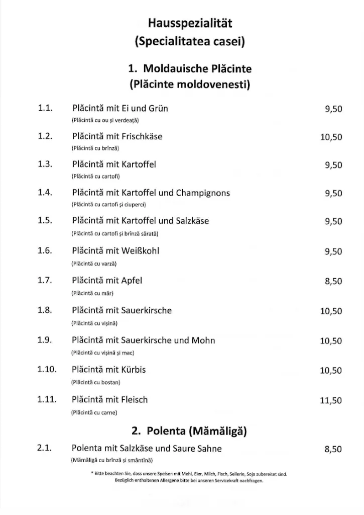 Menu_Restaurant moldovenesc Țărăncuța_Dreieich_image_1