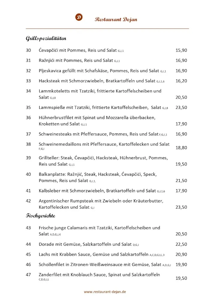 Menu_Restaurant Dejan_Dreieich_immagine_1