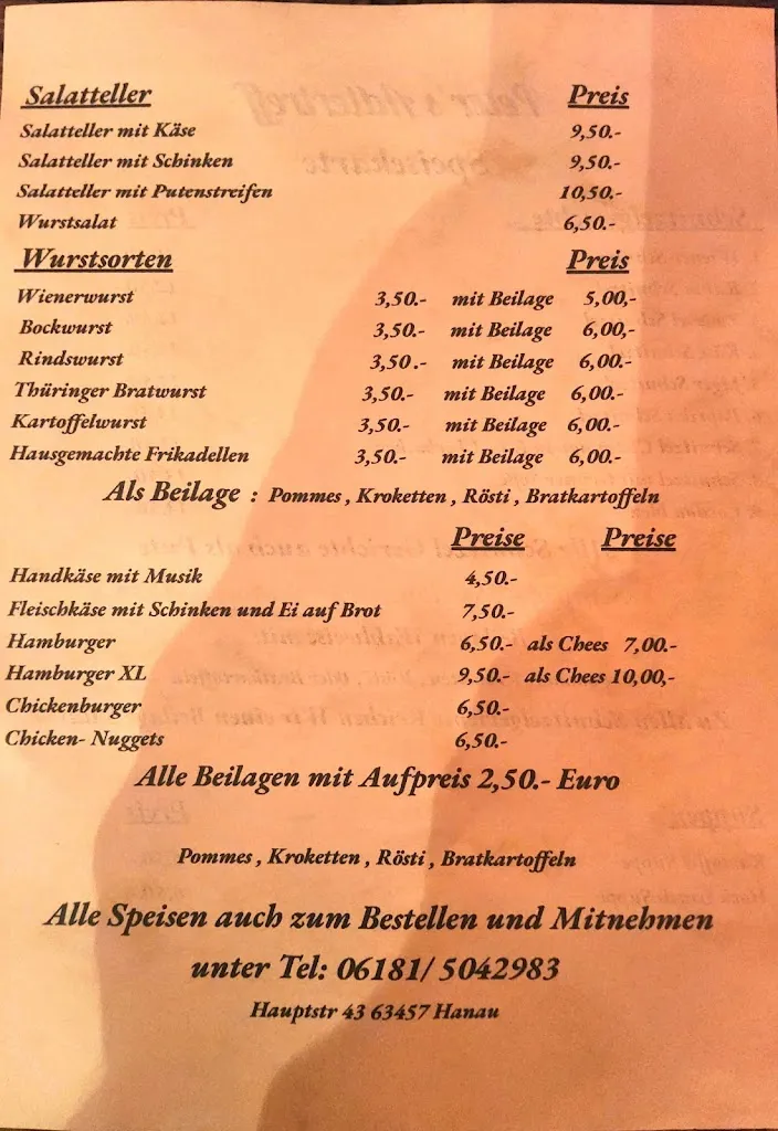 Menu_Peter's Adlertreff_Hanau_immagine_1