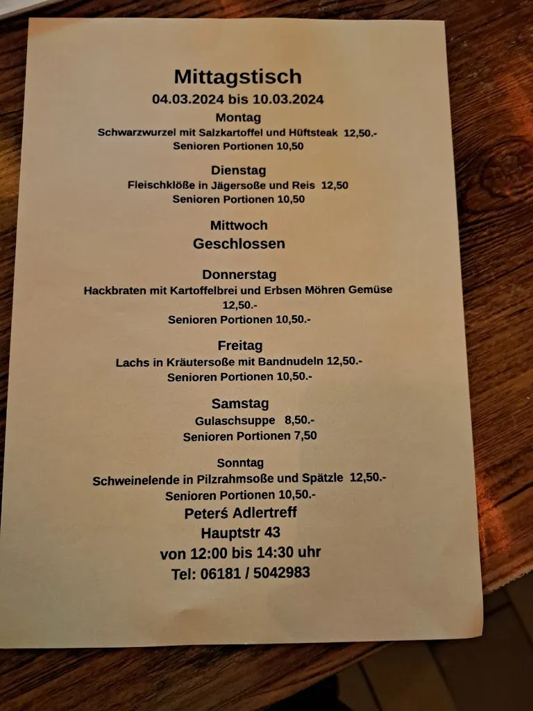 Menu_Peter's Adlertreff_Hanau_immagine_3