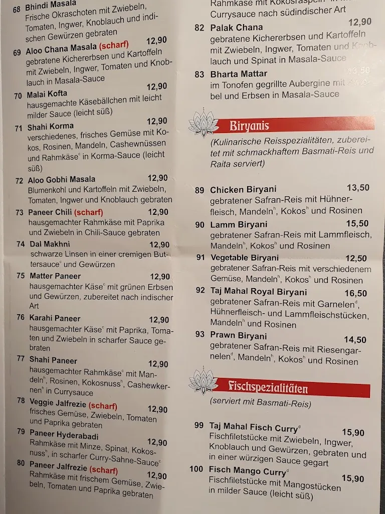 Menü_Taj Mahal Restaurant_Korbach_Bild_2