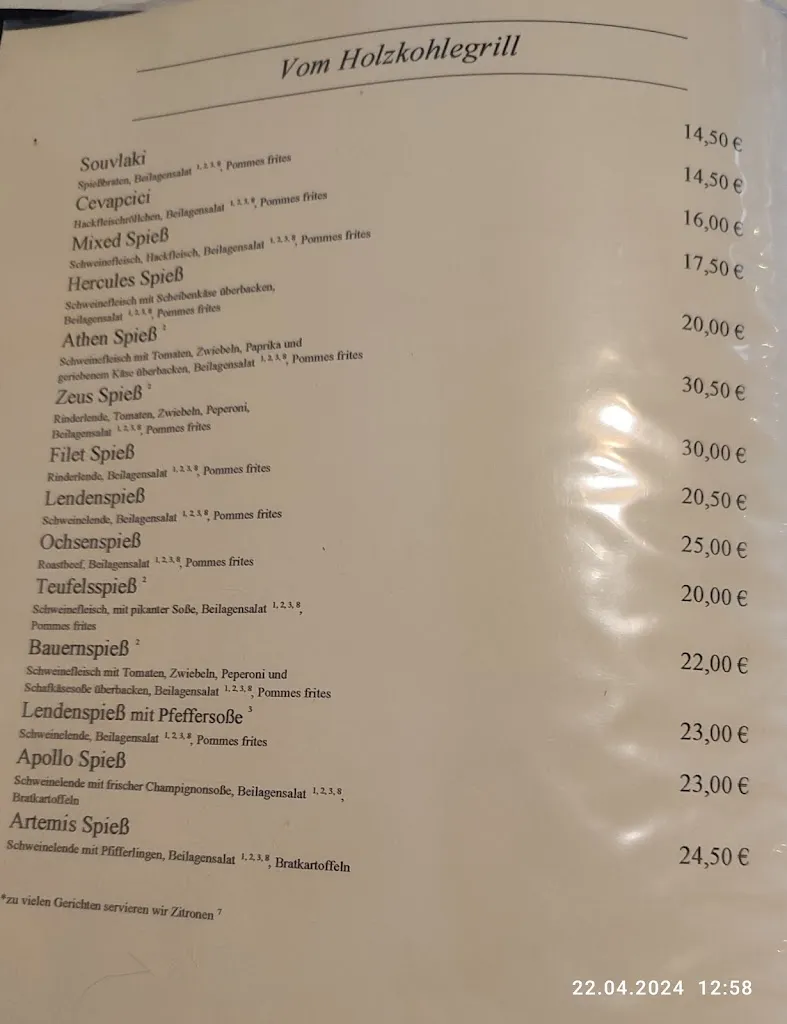 Menu_Restaurant Stadt Athen_Lampertheim_immagine_3