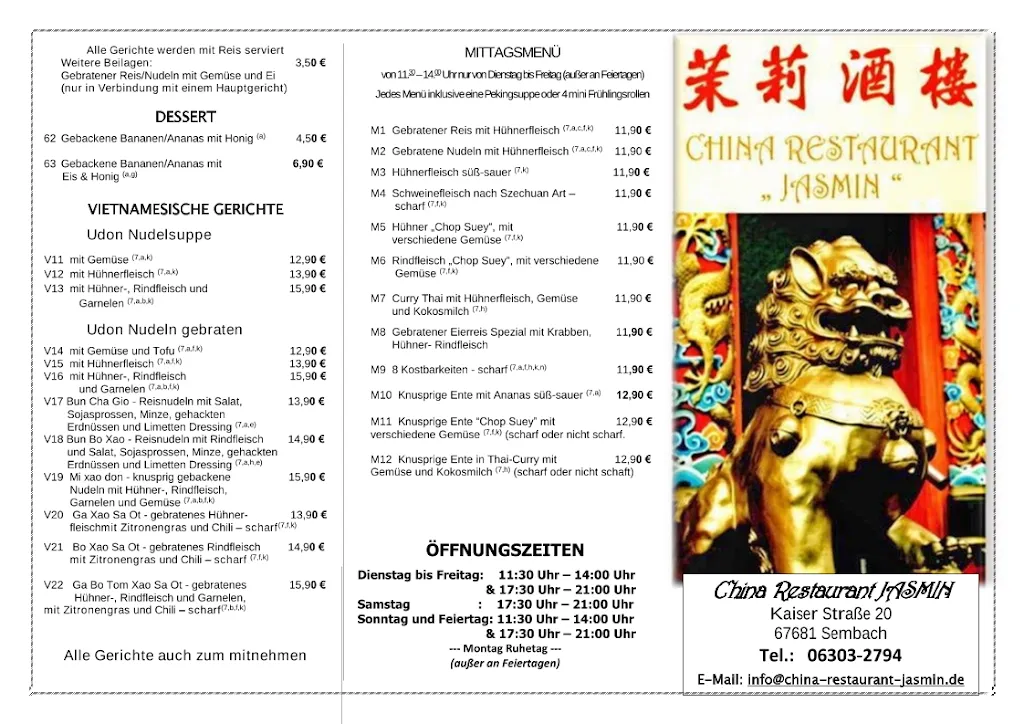 Menu_China Restaurant Jasmin_Sembach_immagine_2