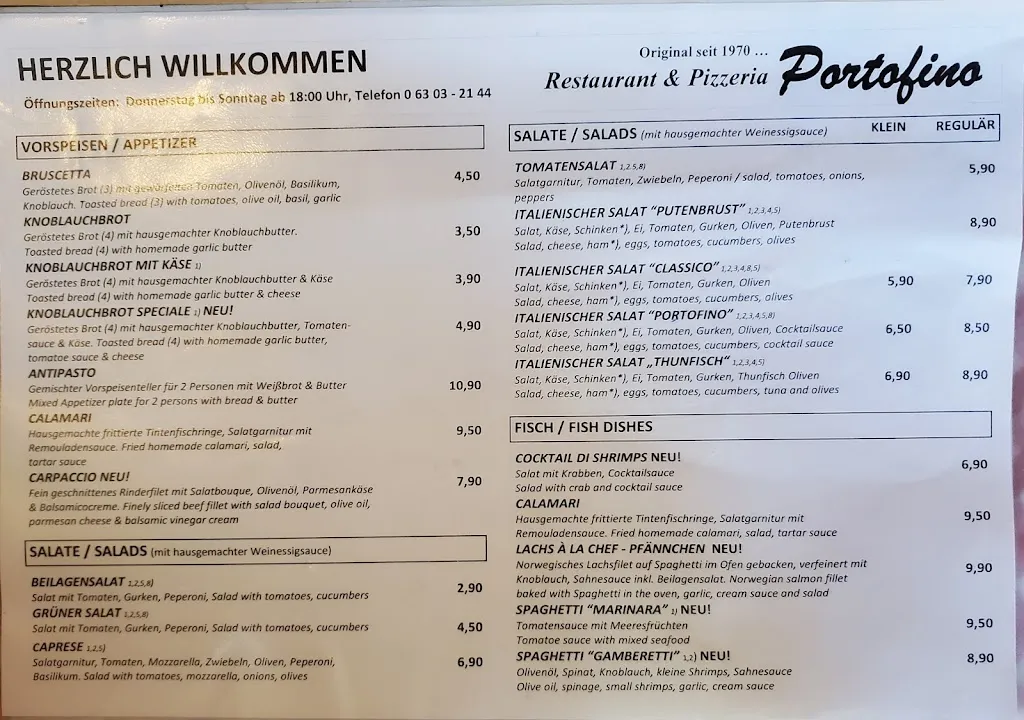 Menu_Restaurant Portofino_Sembach_image_1