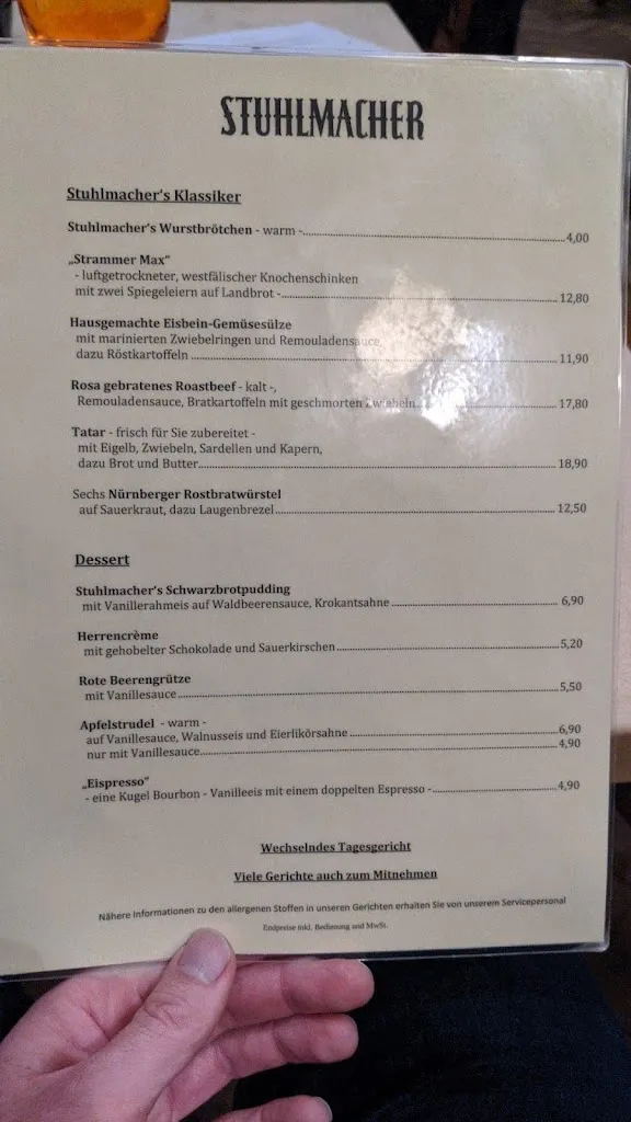 Menu_Gasthaus Stuhlmacher_Münster_imagen_1