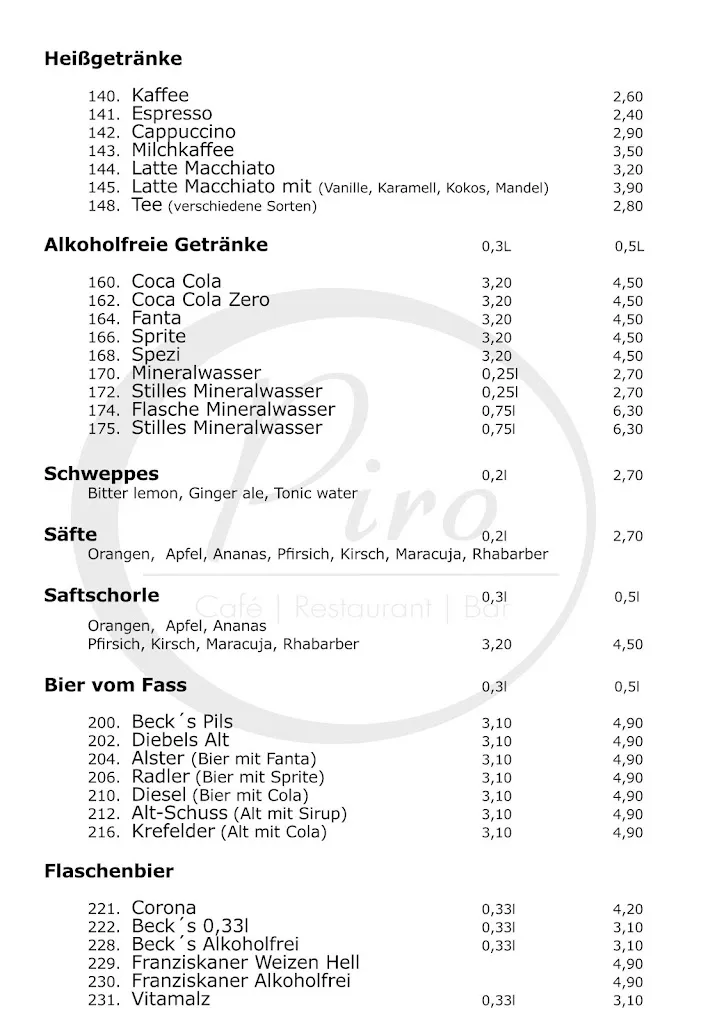 Menu_PIRO Cafe Bar Restaurant_Münster_immagine_1
