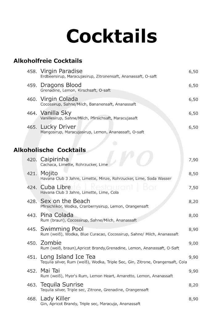 Menu_PIRO Cafe Bar Restaurant_Münster_immagine_2
