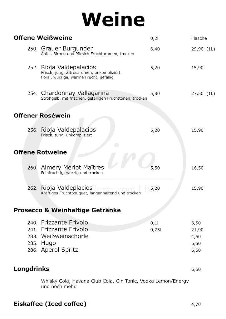 Menu_PIRO Cafe Bar Restaurant_Münster_immagine_4