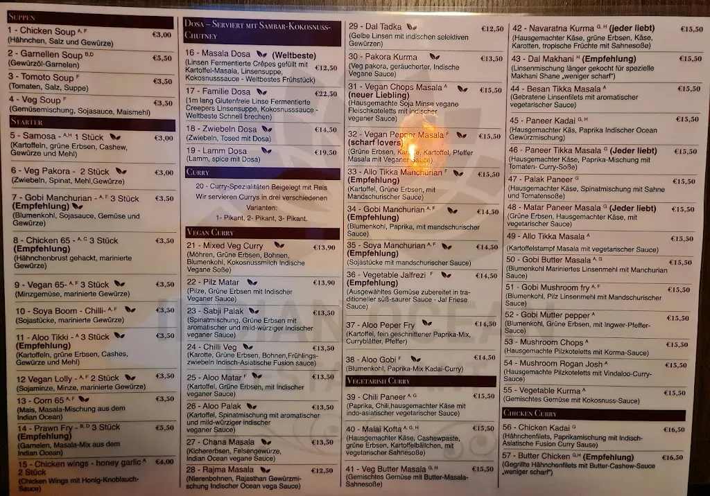 Menu_Indian Ocean Restaurant & Bar - Indisches Restaurant_Münster_image_4